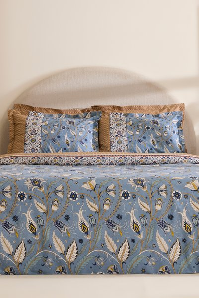 Olmira 100% Cotton Double Duvet Cover Set Blue