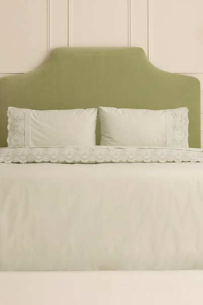 Avellina 100% Cotton Double Duvet Cover Set Sage