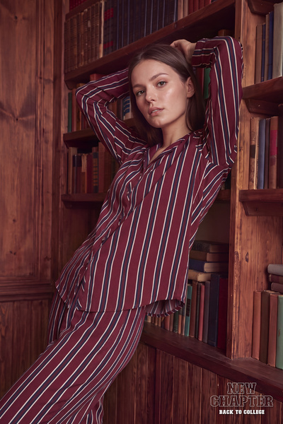 New Chapter Back to College Campus Shirt Collar Pajama Top