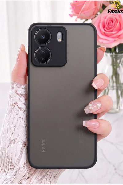 Redmi 13C Case Matte Anti-Fingerprint Camera Protected Hard Silicone with Colored Buttons