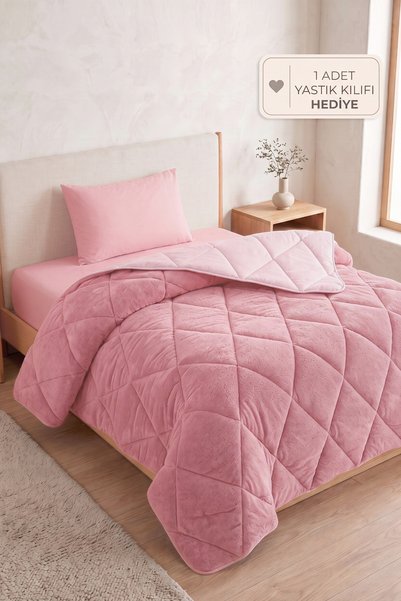 Single premium double-sided wellsoft duvet set powder - 1 pillowcase | duvet | dowry