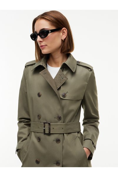 WW0WW51569 COTTON MONOGRAM TRENCH PLI Ghost Fern