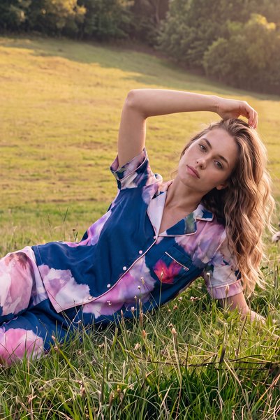 Floral Shirt Collar Pajama Set