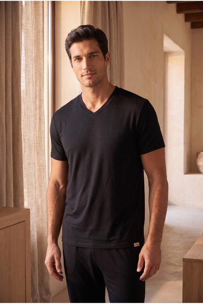 Men's Black V-Neck T-Shirt