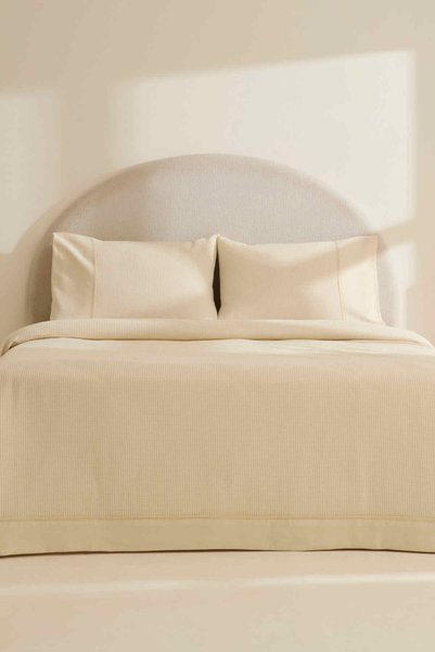 Elarıs Gofre Double Bedspread Set Ecru