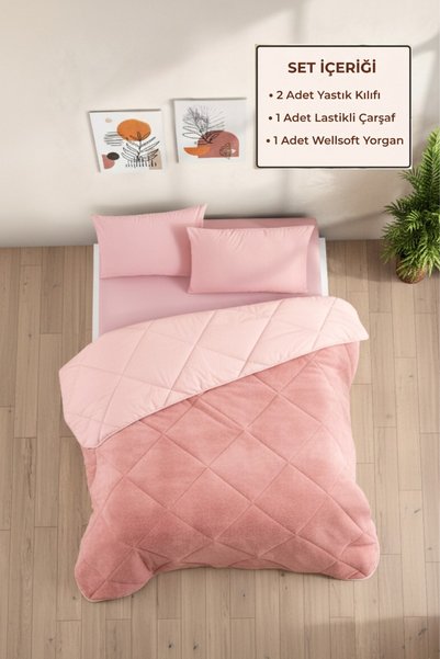 King Size Luxury Wellsoft Double-Sided Quilt Sleeping Set (Quilt + Sheet + 2 Pillowcases)