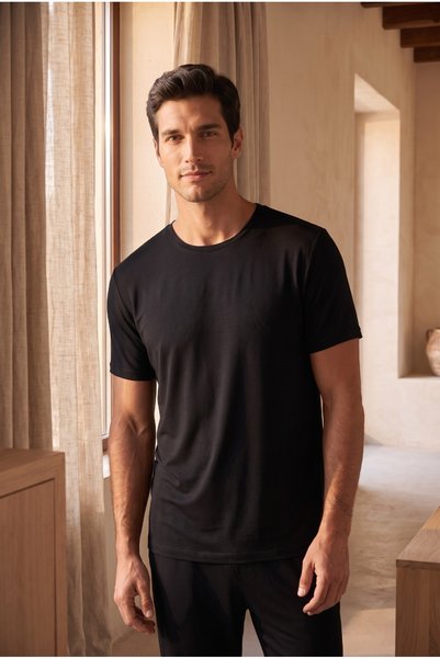 Men's Black T-Shirt - Crew Neck, Colorful