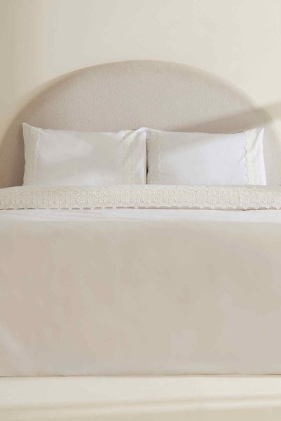 Nuvia Guipure Double Duvet Cover Set White