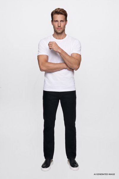Arizona Straight Fit Regular Waist Straight Leg Men's Black 5 Pocket Stretch Pants
