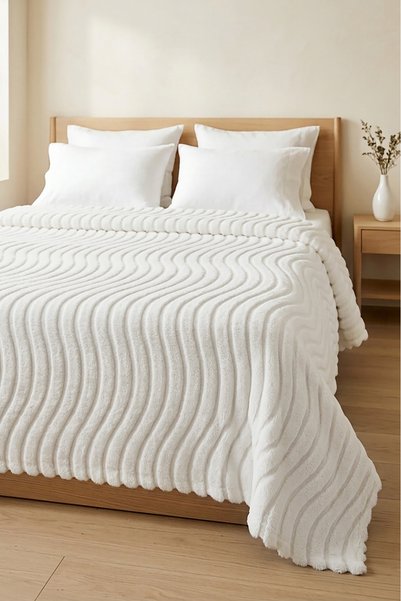 Wellsoft Soft Self-Striped Embossed Double Blanket Bed Sofa Cover