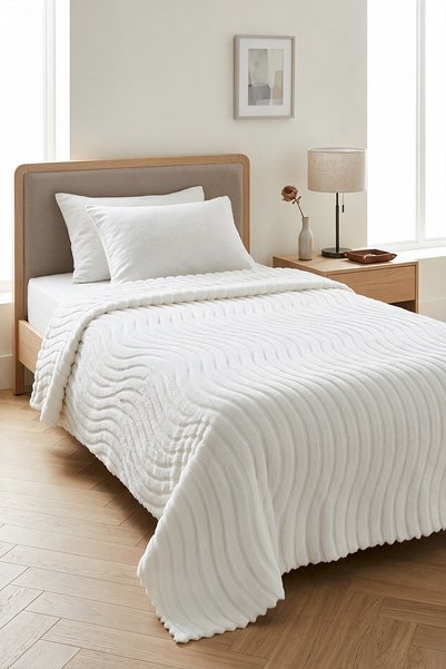 Wellsoft Soft Self-Striped Embossed Single Blanket Bed Sofa Cover