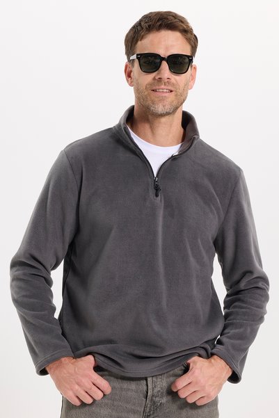 Unisex Standard Fit Anti-Pilling Cold Resistant Anthracite Fleece Sweatshirt