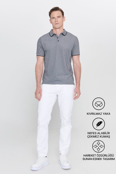 Men’s Slim Fit Cotton Polo Neck T-Shirt with Shrink-Resistant Fabric