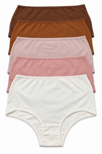 Women's Panties, 5-Pack, High-Cotton, Stretch Fabric, Powder-Colored, Lace
