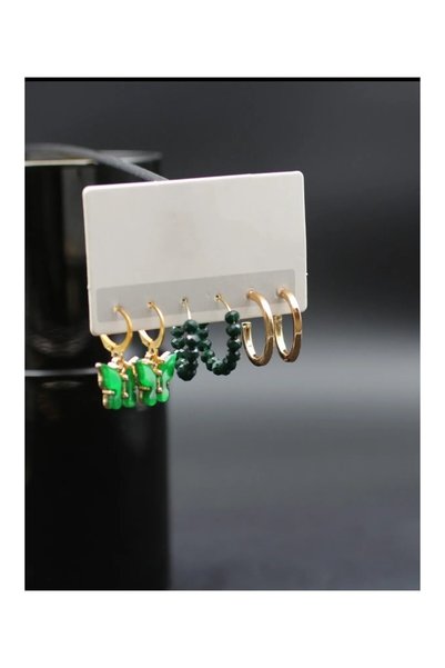Women's Green Butterfly 6-Piece Earring Set