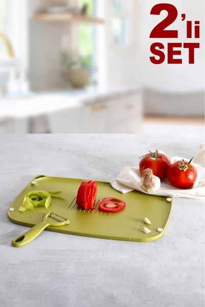 Handy Green 2 Piece Meal Prep Set – Cutting Board Peeler Set