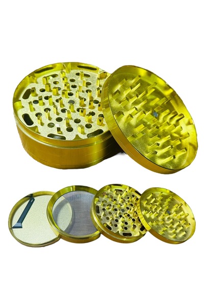 100MM-GOLD мелница со 4 слоја за билки и зачини, од нерѓосувачки челик, магнетна 100gold