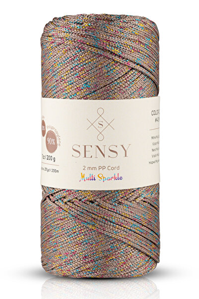 Multi Sparkle светкав 200 gr полиестерски макраме конец боја на визон 2 Mm - 230 M конец за подметачи