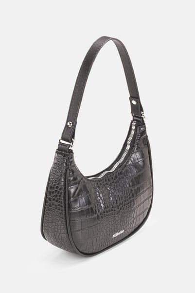 Women's Black Crocodile Oval Shoulder Bag 240