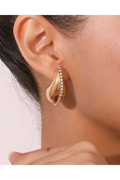 Women's Crystal Stone Gold Earrings