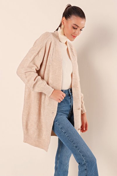 15768 Hijab Knitwear Cardigan - Cream