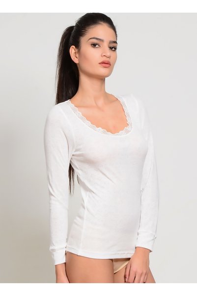 White Women's Thermal Top Underwear 1268 Thermal