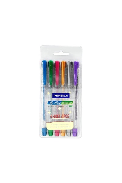 Pensan My-king Glıtter Gel 6 Colors Glitter Ballpoint
