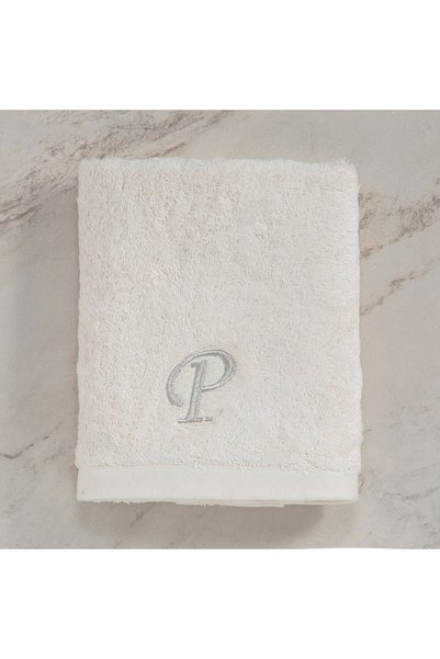 Solid Embroidered Face Towel 50X90 cm Ecru