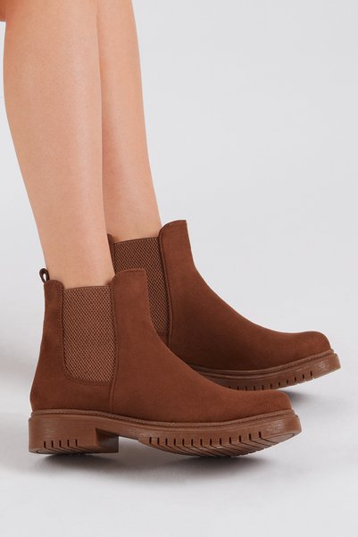 Women's Tan Suede Elastic Comfortable Mold Boots