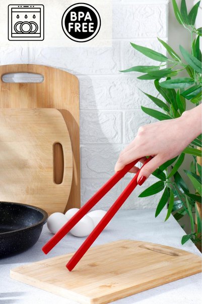 1 Red Silicone Tongs