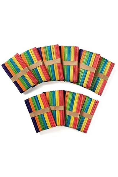 500 Pieces Wooden Narrow Colored Tongue Stick - Ice Cream Stick Abeslang