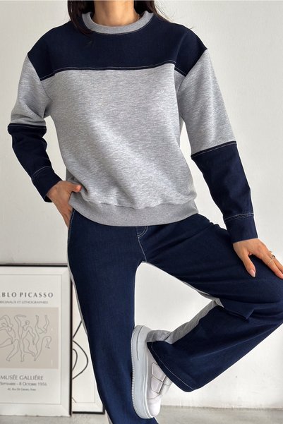 Elastic Waist Denim Top and Bottom Set