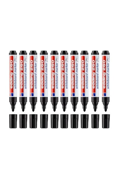 E-260 Whiteboard Pen Black 10 Pack