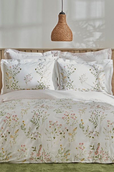 Sera 100% Cotton Single Duvet Cover Set Green