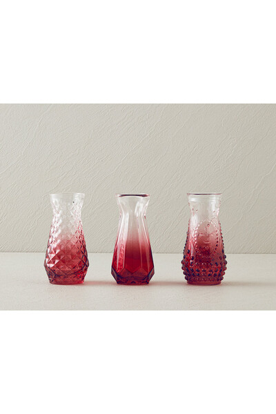 Arya Glass 3-Piece Vase Claret Red