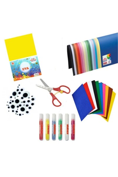 Ticon Anaoklu Activity Set Background Cardboard Eva Scissors Felt Eye Glue