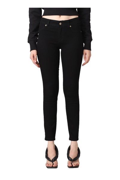 High Waist Slim Leg Regular Black Women's Denim Trousers 75HAB5J0