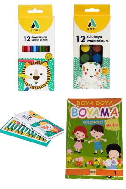 Crayon + Long Dry Paint + Water Color + Letters Painting Book Painting Set
