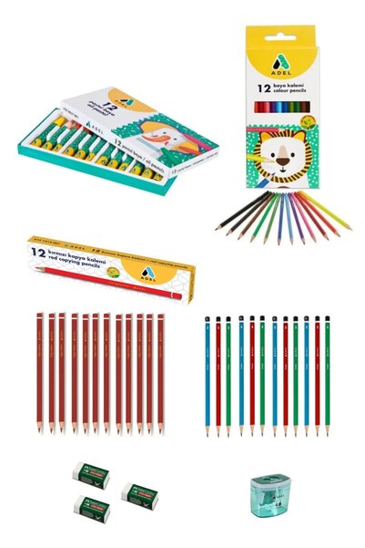 Adel Quality Colored Pencils Cardboard Box Full Length 12 Colors Pastel Paint 12 Colors Painting Set