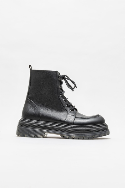 Black Leather Women's Casual Boots