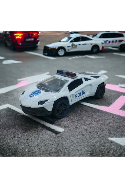 Metal Pull Drop Police Vehicle White 13 cm X 6 cm X 5 cm