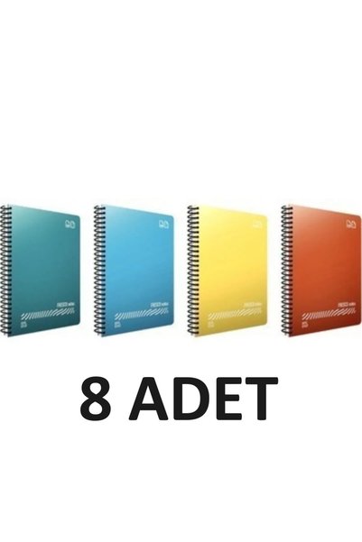 Gıpta Fresco Spiral A4 72 Sheets Checkered Notebook 8 Pieces