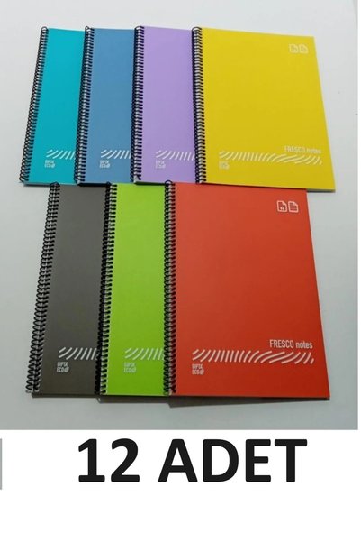 Gıpta Fresco A4 Spiral Flat Plastic Notebook 60 Sheets Checkered 4931 (Pack of 12)