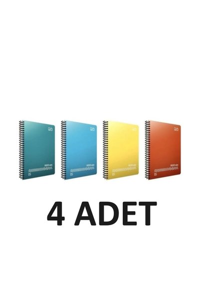 Gıpta Fresco Spiral Pp Cover A4 96 Sheets Notebook Set - 2 Squared (96YP), 2 Lined (80 YP) 4-Piece