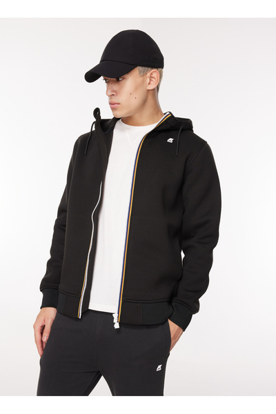 Hooded Collar Black Men's Sweatshirt K21171W_Rainer Spacer