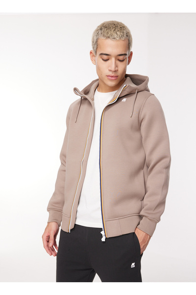 Hooded Collar Beige Men's Sweatshirt K21171W_Rainer Spacer