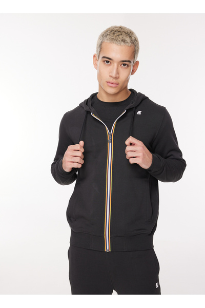 Hooded Collar Black Men's Sweatshirt K4123Cw_Anthony