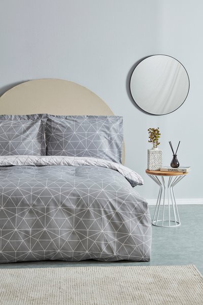 Home Colby Gray 100% Cotton Single Duvet Cover Set