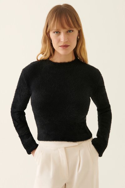 Illas Black Color Women's Knitwear Blouse