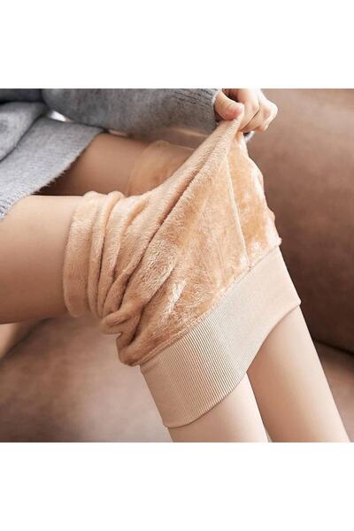 Ravena Model Firming Effect Plush Inside Warm Keeping Thermal Corset Socks Skin Color